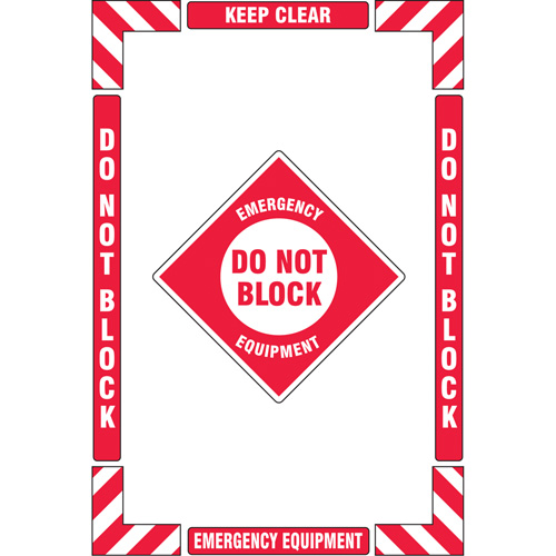 Trousse de marquage du sol ?Emergency Equipment? (&eacute;quipement durgence), Adh&eacute;sif, Anglais avec pictogramme Seagulf Marine Industries Inc.