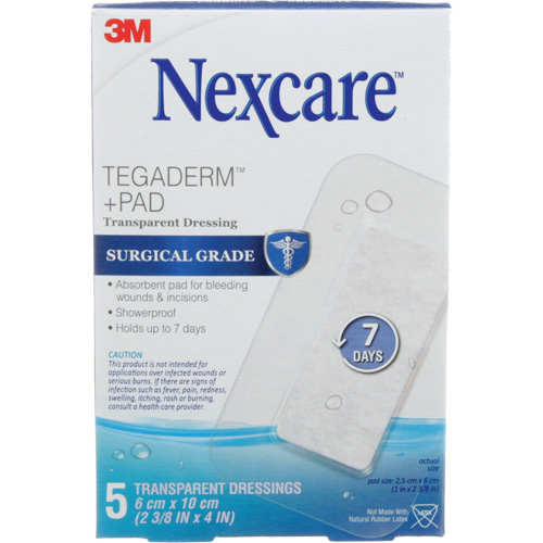 Nexcare Tegaderm + Pad Transparent Dressing, Rectangular/Square, 4", Plastic, Sterile Seagulf Marine Industries Inc.