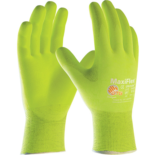 Gants sans coutures haute visibilit&eacute; ATG MaxiFlex Ultimate, Grand, R&ecirc;vetement Nitrile, Calibre 15, Enveloppe en Nylon/&eacute;lasthanne Seagulf Marine Industries Inc.