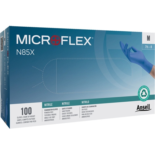 Gants Microflex N85, T-petit, Nitrile, 3,5 mils, Sans poudre, Bleu, Classe 2 Seagulf Marine Industries Inc.