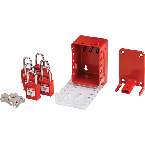 Boîte de cadenassage de groupe ultra compacte avec cadenas de s&eacute;curit&eacute; en nylon, Rouge Seagulf Marine Industries Inc.