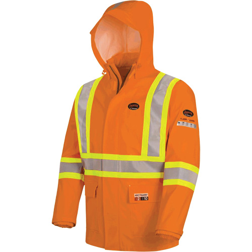 5880 Manteau de pluie ignifuge et protection contre les &eacute;clats d'arc &eacute;lectrique, T-petit, Orange haute visibilit&eacute;, 10 cal/cm² Seagulf Marine Industries Inc.