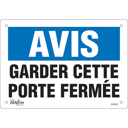 Enseigne  Porte ferm&eacute;e , 7" x 10", Vinyle, Français Seagulf Marine Industries Inc.