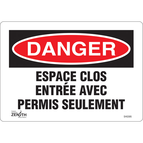 Enseigne  Espace clos , 7" x 10", Vinyle, Français Seagulf Marine Industries Inc.