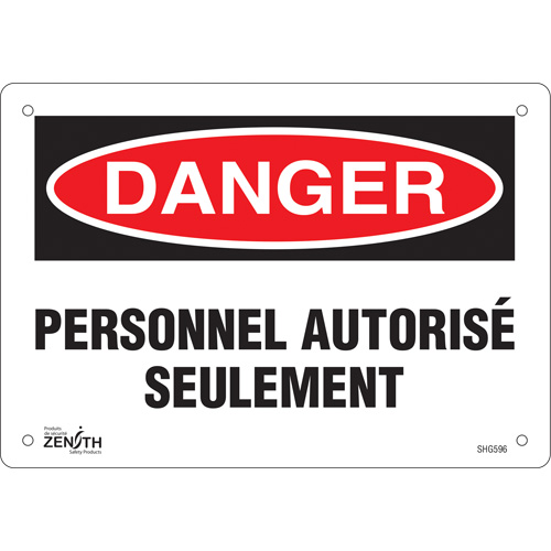 Enseigne  Personnel autoris&eacute; seulement , 7" x 10", Plastique, Français Seagulf Marine Industries Inc.