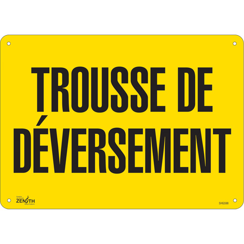 Enseigne  Trousse de d&eacute;versement , 10" x 14", Plastique, Français Seagulf Marine Industries Inc.