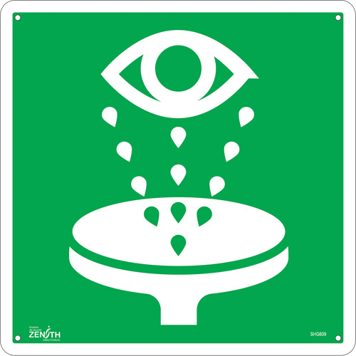 Enseigne de s&eacute;curit&eacute; conforme &agrave; la CSA - Eye Wash, 12" x 12", Aluminium, Pictogramme Seagulf Marine Industries Inc.