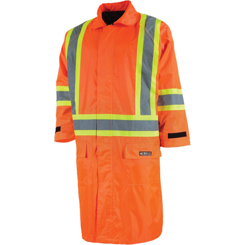 Long Rain Jacket with Detachable Hood, Nylon/PVC, Small, High Visibility Orange Seagulf Marine Industries Inc.