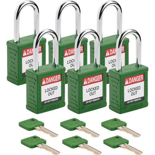 Velocity Lockout Padlocks, Green, Keyed Different, Nylon, 1-1/2" Width Seagulf Marine Industries Inc.