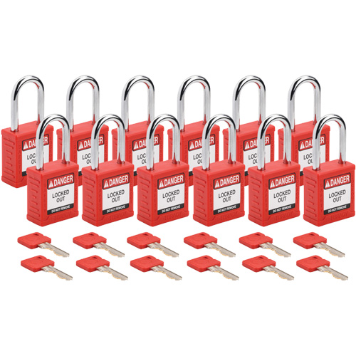 Velocity Lockout Padlocks, Red, Keyed Alike, Nylon, 1-1/2" Width Seagulf Marine Industries Inc.