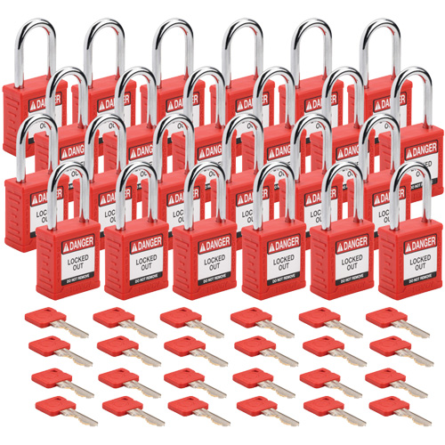 Velocity Lockout Padlocks, Red, Keyed Alike, Nylon, 1-1/2" Width Seagulf Marine Industries Inc.