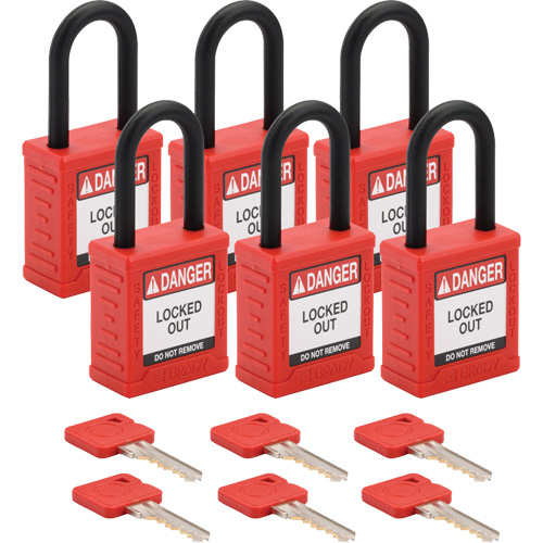 Velocity Lockout Padlocks, Red, Keyed Alike, Nylon, 1-1/2" Width Seagulf Marine Industries Inc.