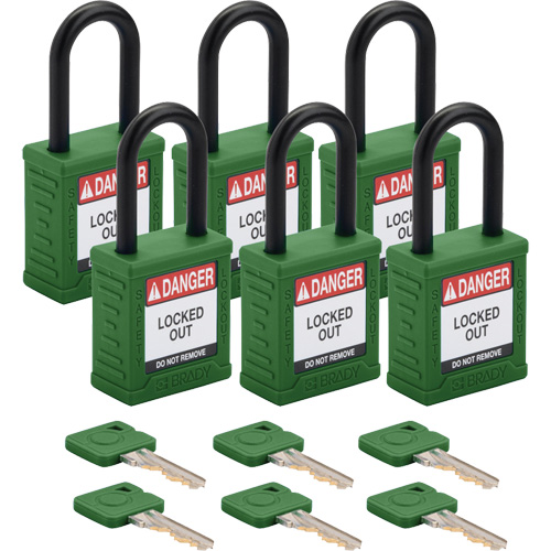Velocity Lockout Padlocks, Green, Keyed Different, Nylon, 1-1/2" Width Seagulf Marine Industries Inc.
