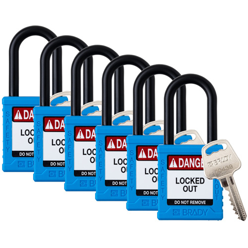 Velocity Lockout Padlocks, Blue, Keyed Alike, Nylon, 1-1/2" Width Seagulf Marine Industries Inc.