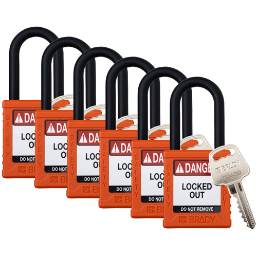 Cadenas de verrouillage Velocity, Orange, Cl&eacute;s identiques, Nylon, Largeur de 1-1/2" Seagulf Marine Industries Inc.