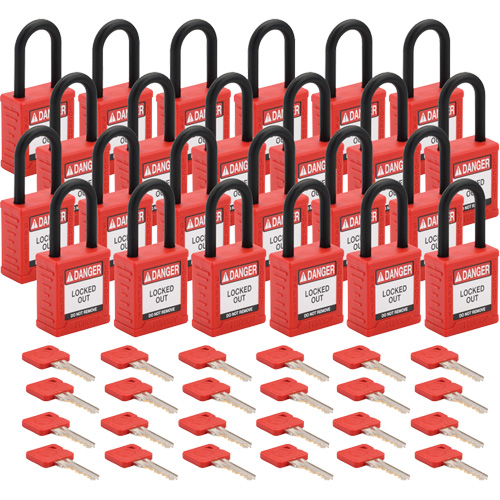 Velocity Lockout Padlocks, Red, Keyed Different, Nylon, 1-1/2" Width Seagulf Marine Industries Inc.