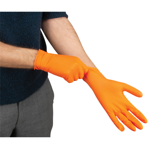 Heavyweight Tactile Grip Examination Gloves, X-Large, Nitrile, 8-mil, Powder-Free, Orange, Class 2 Seagulf Marine Industries Inc.