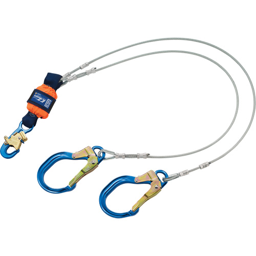Energy Absorbing Lanyard, 6', Rebar Hook Center, Snap Hook Leg Ends, Metal Seagulf Marine Industries Inc.