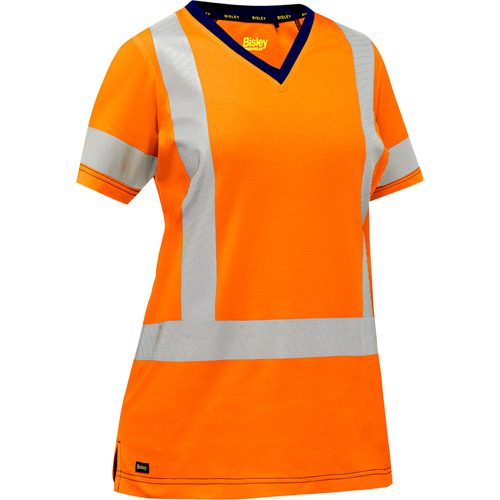 Chemise &agrave; manches courtes et X au dos Bisley pour femmes, Poly-coton, Petit, Orange haute visibilit&eacute; Seagulf Marine Industries Inc.