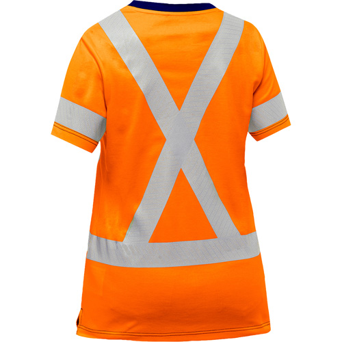 Chemise &agrave; manches courtes et X au dos Bisley pour femmes, Poly-coton, Petit, Orange haute visibilit&eacute; Seagulf Marine Industries Inc.