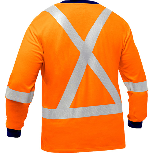 Chemise &agrave; manches longues et X au dos Bisley, Poly-coton, Petit, Orange haute visibilit&eacute; Seagulf Marine Industries Inc.