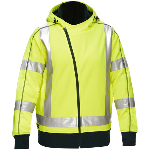 Bisley&reg; X-Back Women's Contoured Full Zip Hooded Sweatshirt with Sherpa Lining, 2X-Large, High Visibility Lime-Yellow Seagulf Marine Industries Inc.