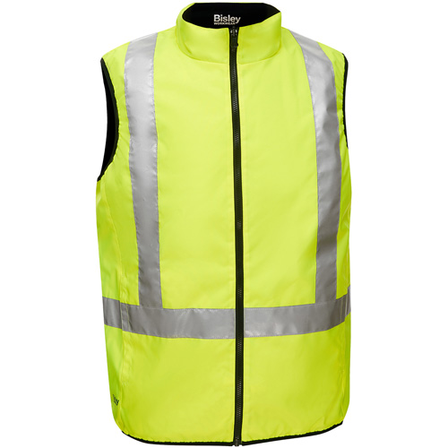 Bisley&reg; X-Back Reversible Puffer Vest, High Visibility Lime-Yellow, Small, Polyester Seagulf Marine Industries Inc.