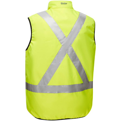 Bisley&reg; X-Back Reversible Puffer Vest, High Visibility Lime-Yellow, Small, Polyester Seagulf Marine Industries Inc.