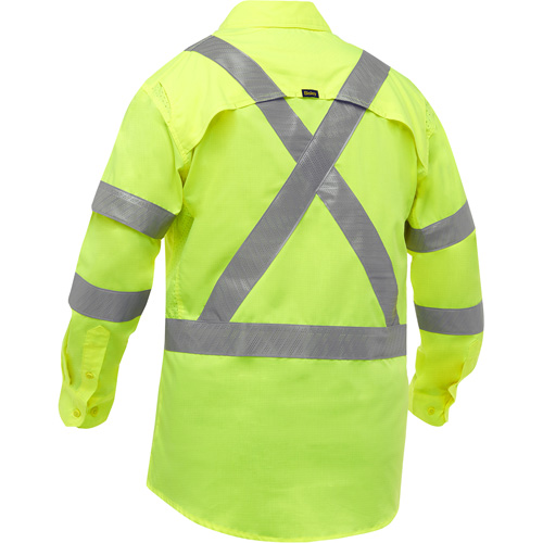 Chemise de travail &agrave; manches longues et X au dos Bisley avec X-Airflow, Poly-coton, Petit, Jaune lime haute visibilit&eacute; Seagulf Marine Industries Inc.