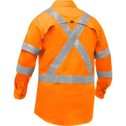 Chemise de travail &agrave; manches longues et X au dos Bisley avec X-Airflow pour femmes, Poly-coton, Petit, Orange haute visibilit&eacute; Seagulf Marine Industries Inc.