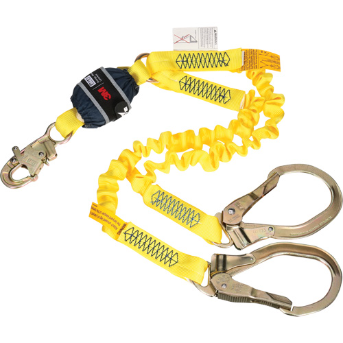 Twin-Leg Stretch Web Shock-Absorbing Lanyard, 6', Rebar Hook Center, Snap Hook Leg Ends Seagulf Marine Industries Inc.