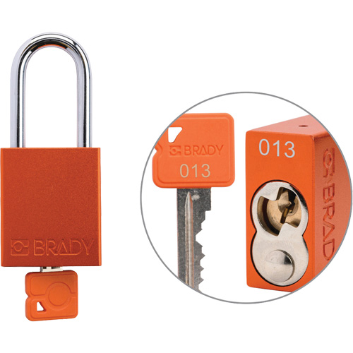 Cadenas de verrouillage de s&eacute;curit&eacute; Velocity Plus, Orange, Cl&eacute;s identiques, Aluminium, Largeur de 1-1/2" Seagulf Marine Industries Inc.