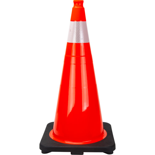 C&ocirc;ne de signalisation de premi&egrave;re qualit&eacute;, 28", Orange, Bande(s) r&eacute;fl&eacute;chissante(s) 4" Seagulf Marine Industries Inc.