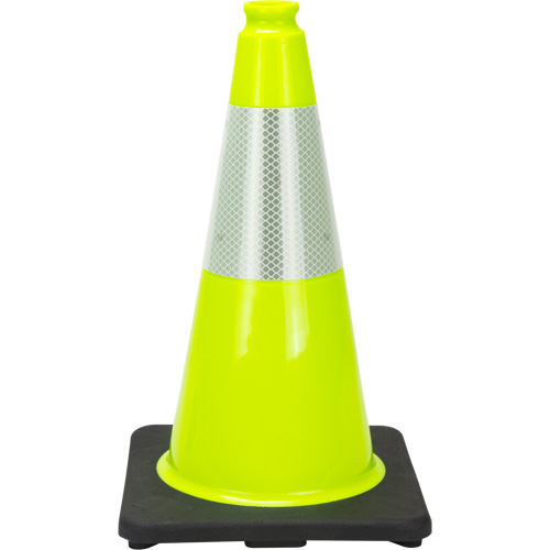 C&ocirc;ne de signalisation de premi&egrave;re qualit&eacute;, 18", Vert lime, Bande(s) r&eacute;fl&eacute;chissante(s) 6" Seagulf Marine Industries Inc.
