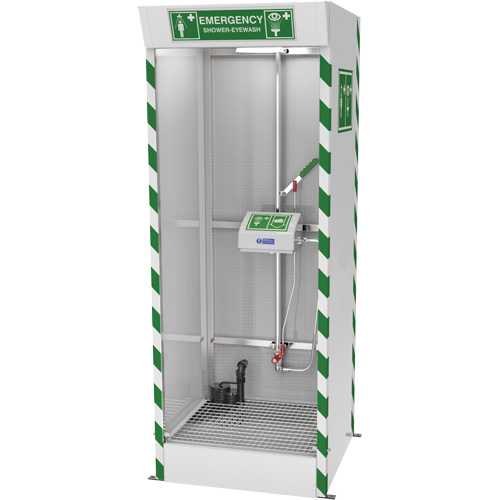 Cabine de douche d'urgence et douche oculaire/faciale couverte avec pompe de puisard Seagulf Marine Industries Inc.