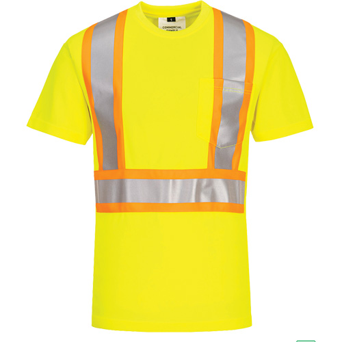 T-shirt de s&eacute;curit&eacute; &agrave; bandes contrastantes, Polyester, Petit, Jaune lime haute visibilit&eacute; Seagulf Marine Industries Inc.