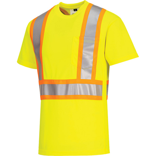 T-shirt de s&eacute;curit&eacute; &agrave; bandes contrastantes, Polyester, Petit, Jaune lime haute visibilit&eacute; Seagulf Marine Industries Inc.