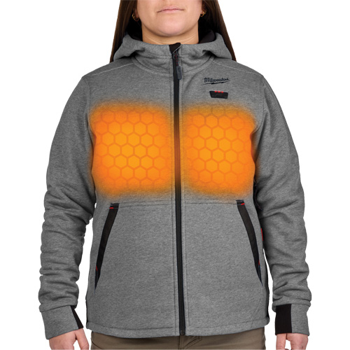 M12 Heated Hoodie with Battery, Women's, Large, Grey, Poly-Cotton Seagulf Marine Industries Inc.