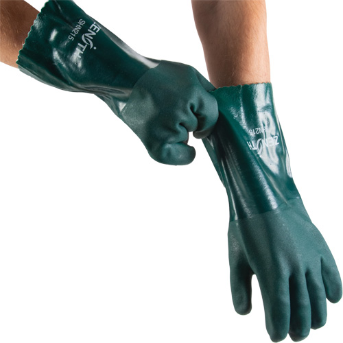 Gants verts &agrave; double enduit, 14" lo, PVC, Doublure en Jersey de coton, 70 mils Seagulf Marine Industries Inc.