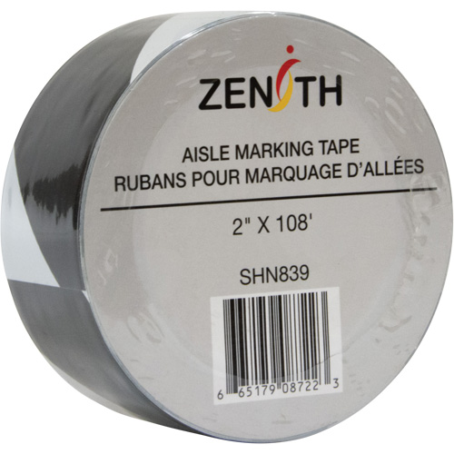 Ruban pour marquage d'all&eacute;es, 2" x 108', PVC, Noir et blanc Seagulf Marine Industries Inc.
