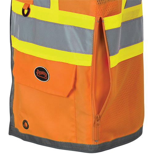 Pioneer Mesh Back Zip Front Surveyor Safety Vest, High Visibility Orange, Small, Polyester Seagulf Marine Industries Inc.