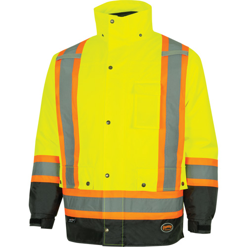 5057 Pioneer&reg; Yukon 7-in-1 Waterproof Winter Safety Parka, Polyester, Black/High Visibility Lime-Yellow, X-Small Seagulf Marine Industries Inc.