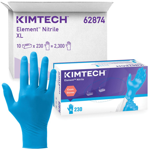 Gants d'examen Kimtech Element, T-petit, Nitrile, 3,2 mils, Sans poudre, Bleu, Classe 2 Seagulf Marine Industries Inc.