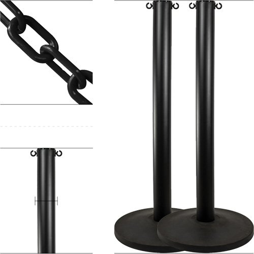 Industrial Stanchion Kit with Plastic Chain, 37" High, Black Seagulf Marine Industries Inc.