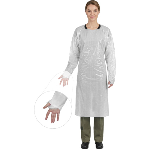 Blouse CoverMe avec passe-pouces, Taille unique, Blanc, Poly&eacute;thyl&egrave;ne Seagulf Marine Industries Inc.