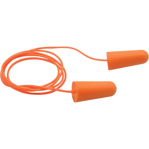 Bouchons d'oreilles coniques jetables en mousse de PU orange SEALTEC33, Avec cordon, Vrac - Boîte, 33 dB NRR, Taille unique Seagulf Marine Industries Inc.