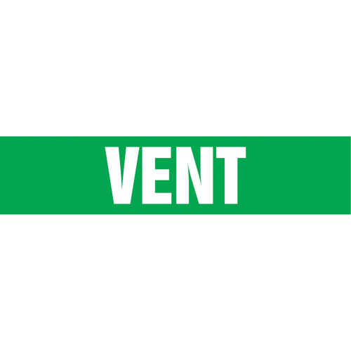 "Vent" Pipe Markers, Self-Adhesive, 4" H x 24" W, White on Green Seagulf Marine Industries Inc.