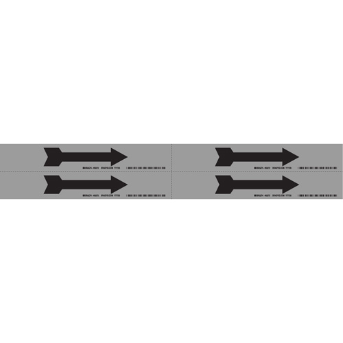 Arrow Pipe Marker, Self-Adhesive, 1-1/8" H x 7" W, Black on Aluminum Seagulf Marine Industries Inc.