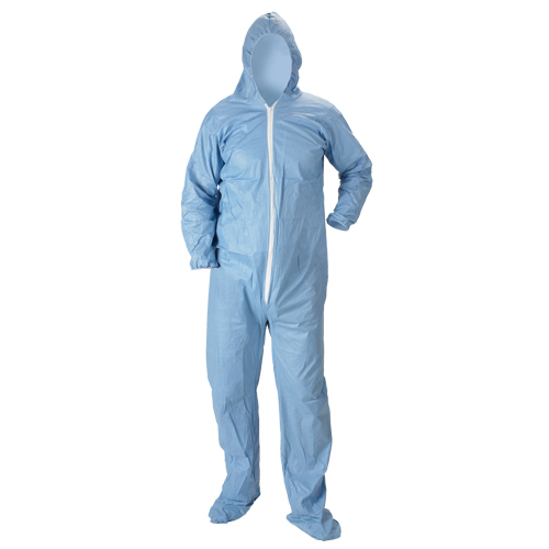Combinaison &agrave; capuchon ignifuge Pyrolon Plus 2 avec bottes, Petit, Bleu, Tissu ignifug&eacute; Seagulf Marine Industries Inc.