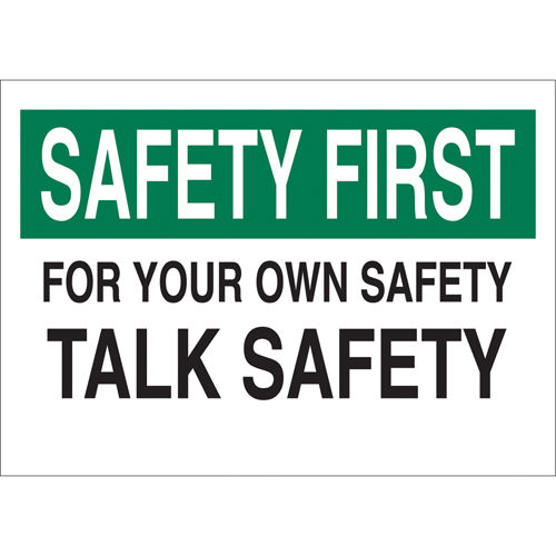 "Talk Safety" Sign, 10" x 14", Aluminum, English Seagulf Marine Industries Inc.
